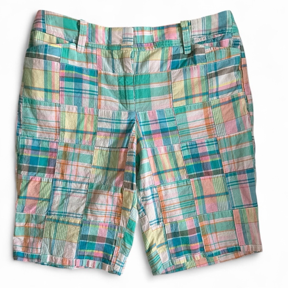 Talbots Madras Chino/Bermuda Perfect Short 9.5“ Pastel Country Club Preppy